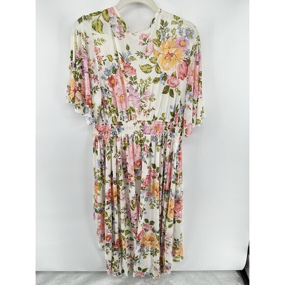 L.I.F.E. Womens Boho Cottage Fairy Floral Flutter Sleeve Cardigan Duster Hi Low - Picture 3 of 7